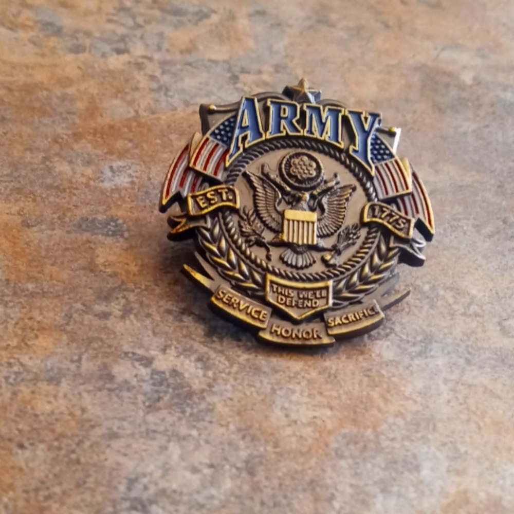Army Emblem Decorative Pin - Gold and Blue